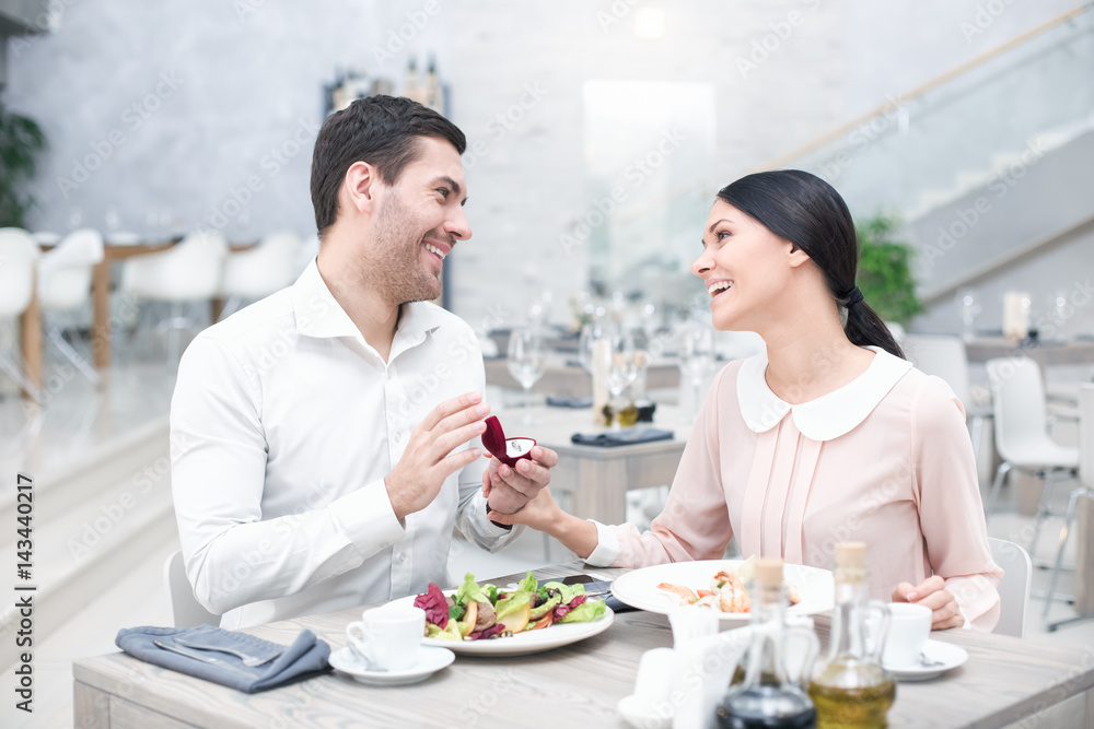 Romantic date in luxury restaurant