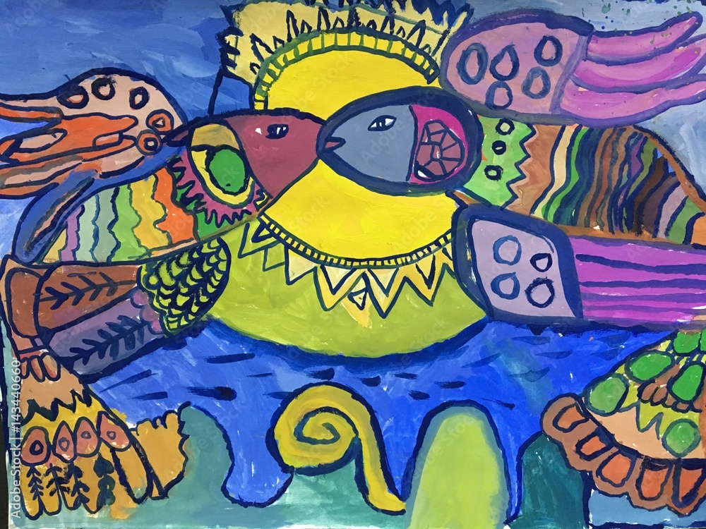 Fabulous fishs Painting by Xenia Kukolenko 5 years