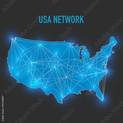 Abstract telecommunication network map. Business conections. Vector illustration.