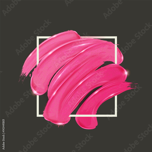 Smears lipstick. Beauty and cosmetics, brush stroke Template, card. Hand drawn elements, Vector illustration.