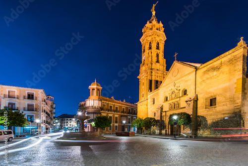 Cathedral in Antequera at night,Spain