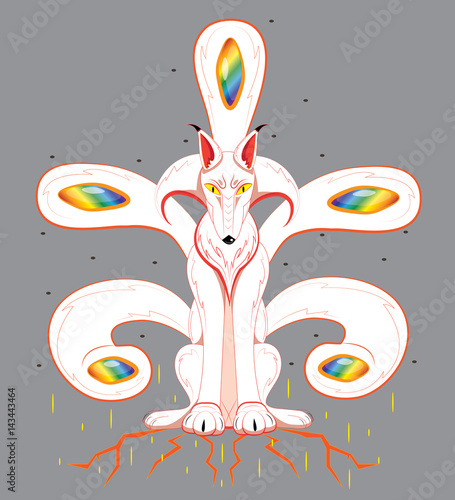 White fox with five tails