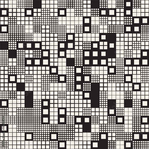 Modern Stylish Halftone Texture With Random Size Squares. Vector Seamless Pattern.