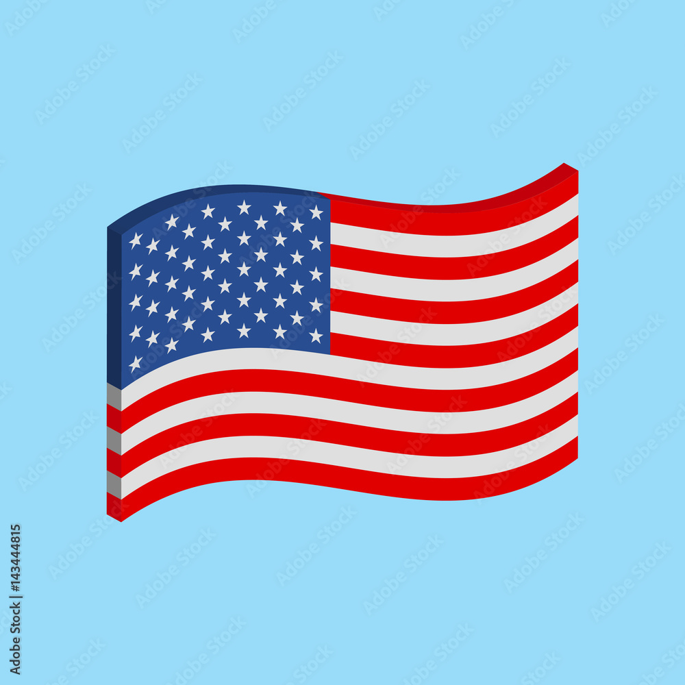 Fototapeta premium USA 3D flag. United States of America. Vector illustration.