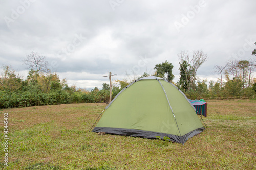 green camping tent in park
