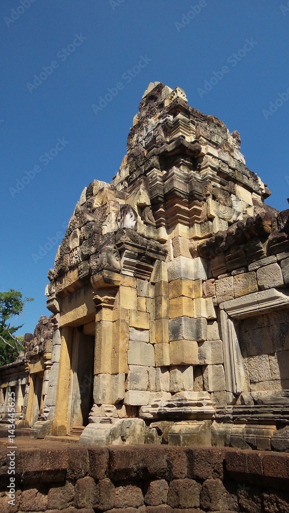 archaeological site in Thailand and clear blue sky background