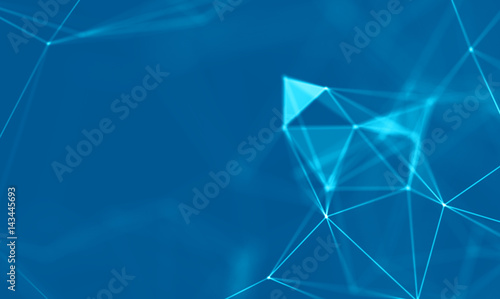 Abstract Blue Geometrical Background . Connection structure. Science background. Futuristic Technology HUD Element . Сonnecting dots and lines . Big data visualization and Business .