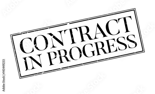 Contract In Progress rubber stamp. Grunge design with dust scratches. Effects can be easily removed for a clean, crisp look. Color is easily changed.
