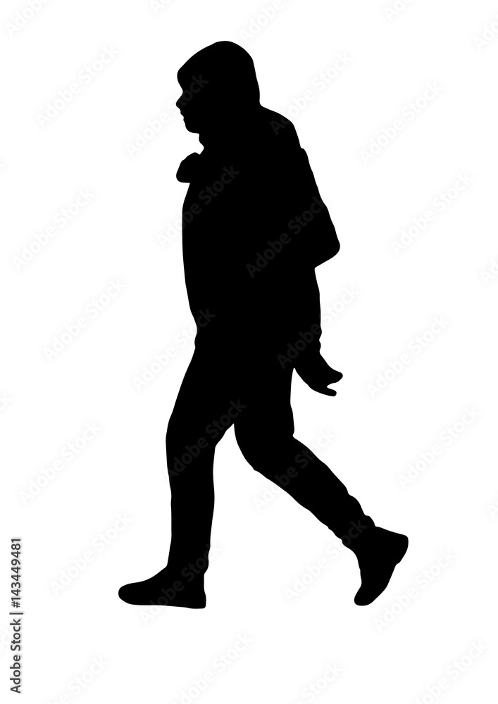 Silhouette of a girl comes with a bag vector