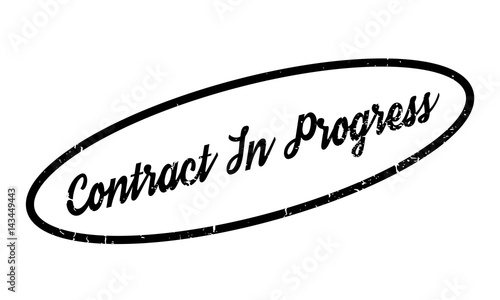 Contract In Progress rubber stamp. Grunge design with dust scratches. Effects can be easily removed for a clean, crisp look. Color is easily changed.