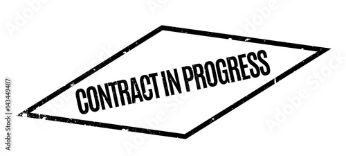 Contract In Progress rubber stamp. Grunge design with dust scratches. Effects can be easily removed for a clean, crisp look. Color is easily changed.