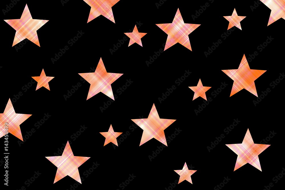 Black background with orange and white checkered stars Black background with orange and white checkered stars