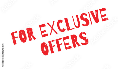 For Exclusive Offers rubber stamp. Grunge design with dust scratches. Effects can be easily removed for a clean, crisp look. Color is easily changed.
