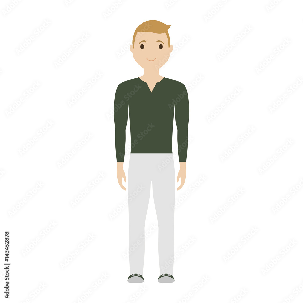 happy man standing and wearing casual clothes, cartoon icon over white background. colorful design. vector illustration happy man standing and wearing casual clothes, cartoon icon over white background. colorful design. vector illustration
