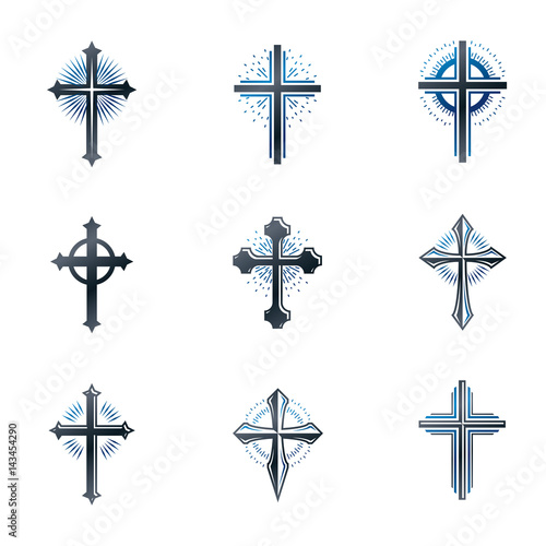Leinwand Poster Crosses of Christianity emblems set