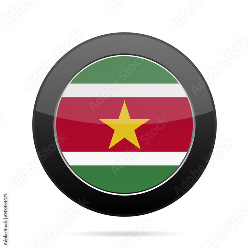 Free Download Flag of Suriname. Shiny black round button. - GFXLoad