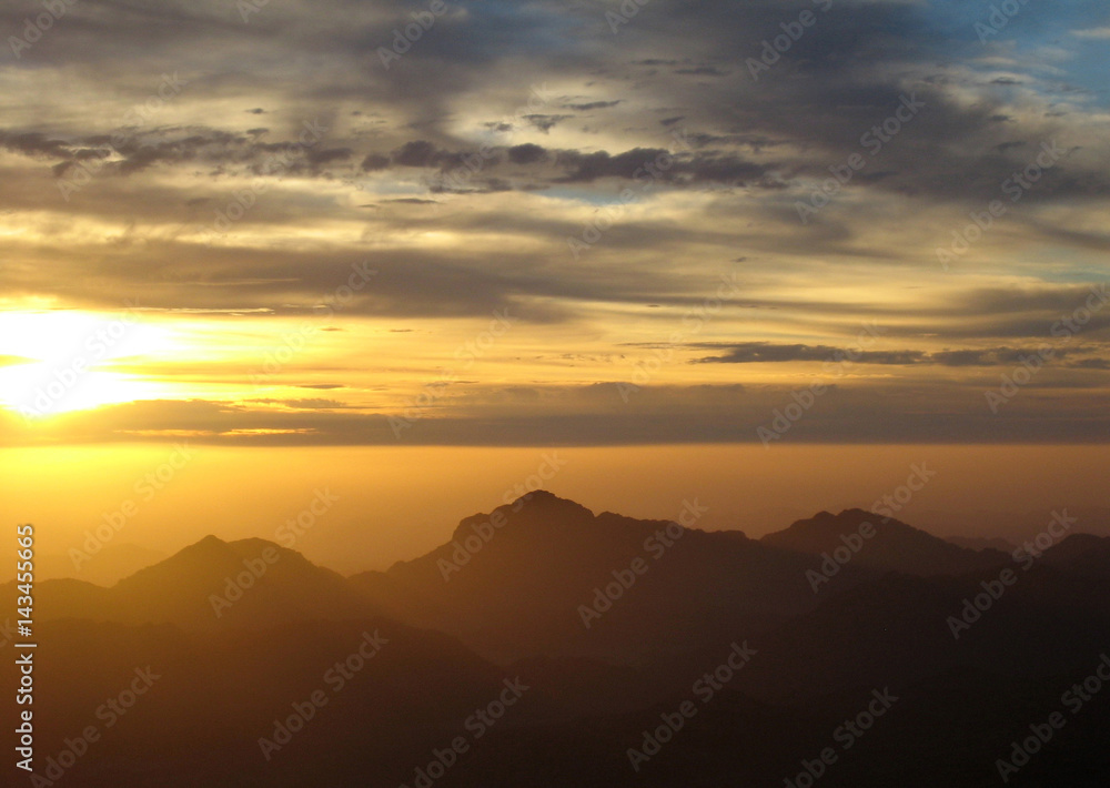 Dawn in the mountains, sunrise in Sinai
