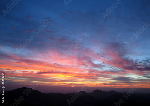 Beautiful sunrise, dawn in the mountains photo