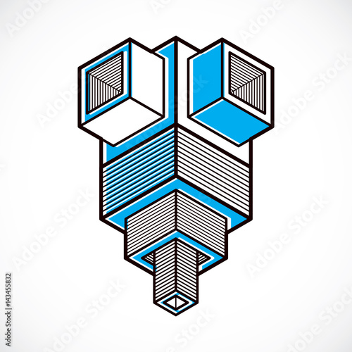 Engineering three-dimensional construction, abstract vector trigonometric shape.