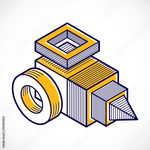 Engineering three-dimensional construction, abstract vector trigonometric shape.