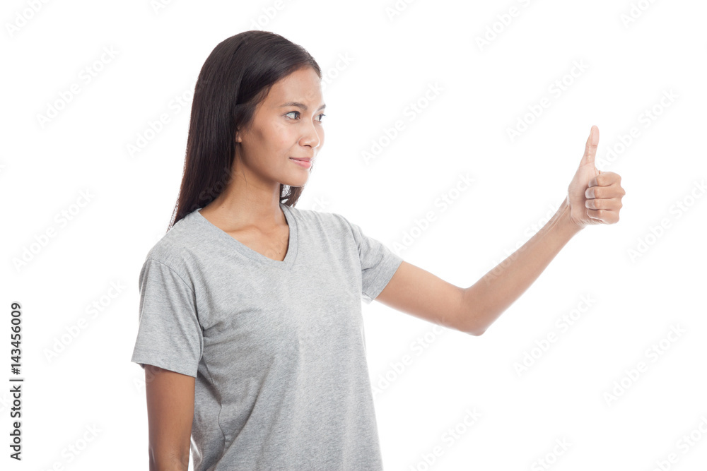 Asian woman thumbs up and smile. Asian woman thumbs up and smile.
