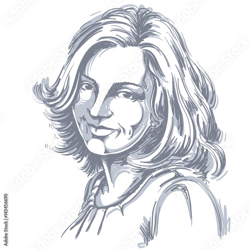 Hand-drawn portrait of whit...