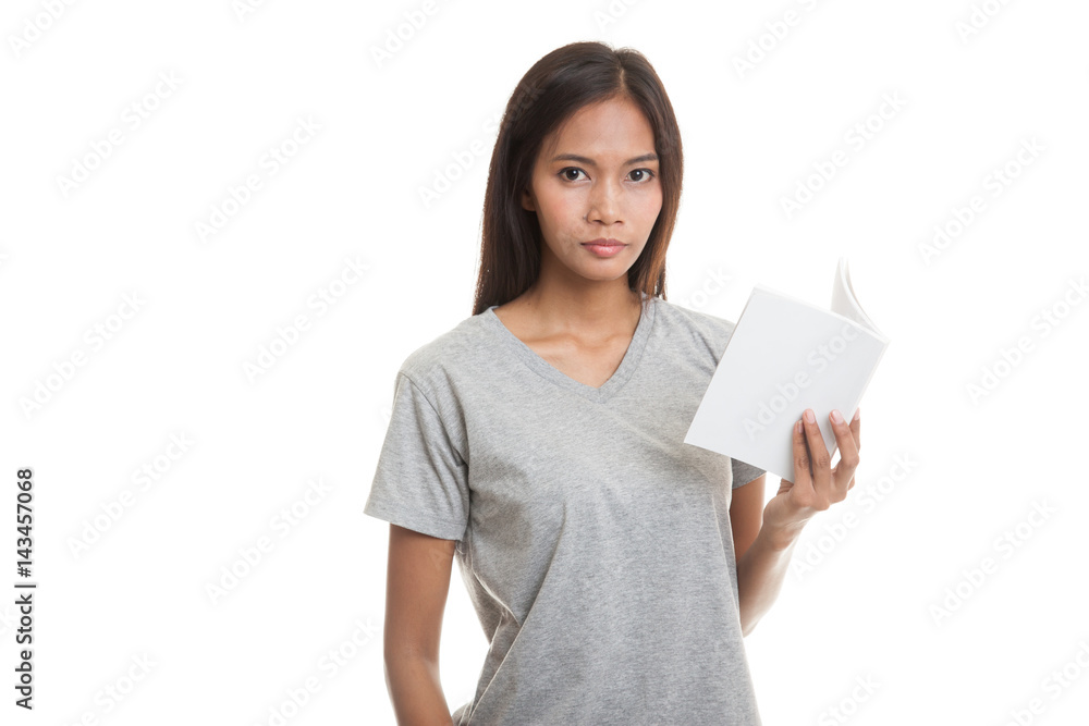 Young Asian woman with a book.