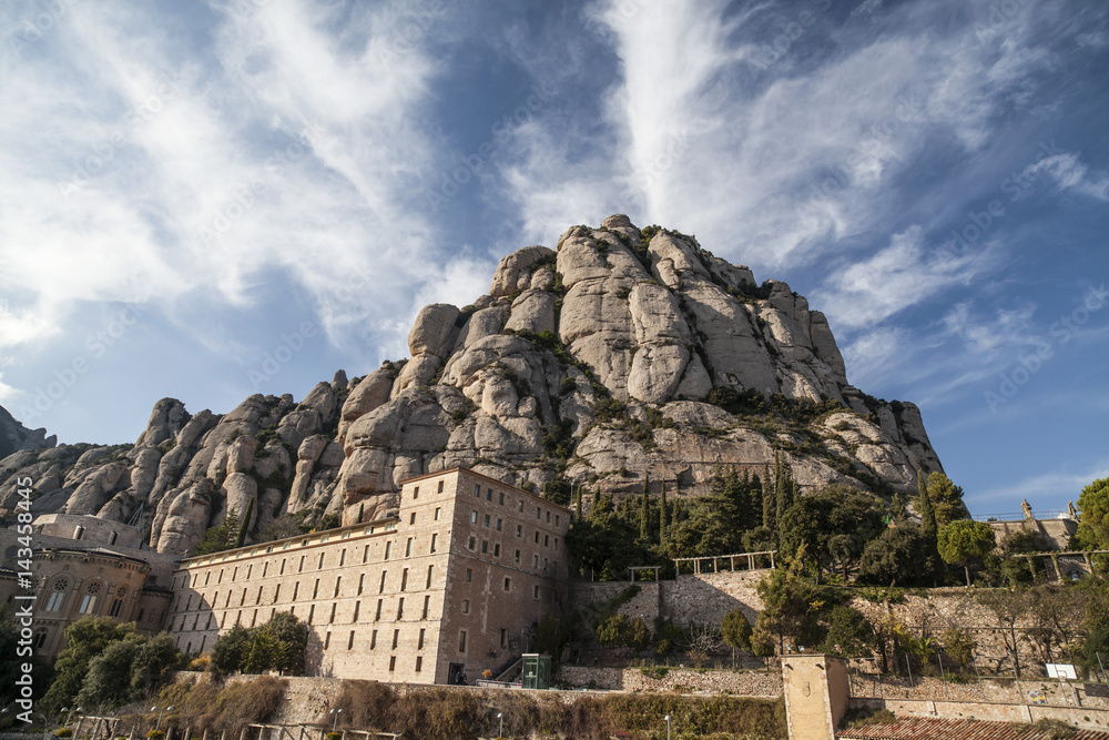 Benedictine abbey monastery and mountain of Montserrat,touristic destination religious-cultural, province of Barcelona, Catalonia, Spain.