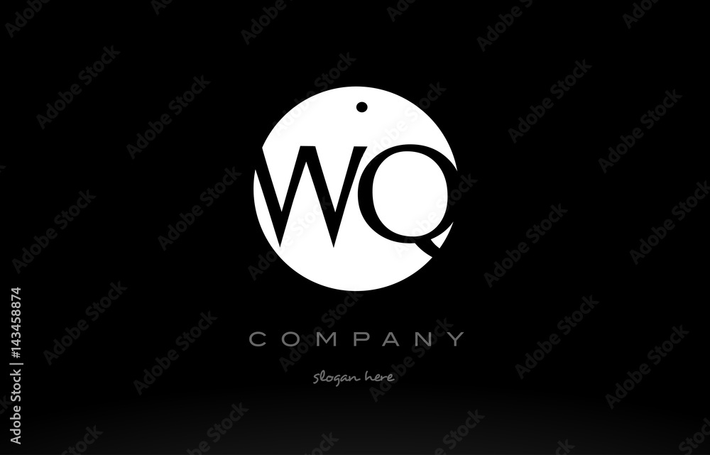 WQ W Q simple black white circle alphabet letter logo vector icon template WQ W Q simple black white circle alphabet letter logo vector icon template