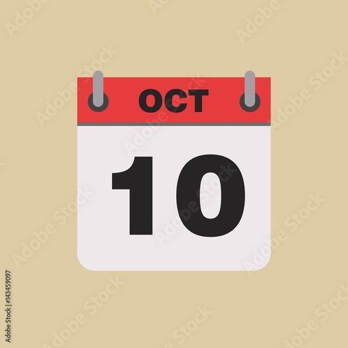 calendar flipping date time day month October simple flat vector illustration application app logo icon