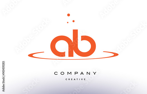 AB A B creative orange swoosh alphabet letter logo icon