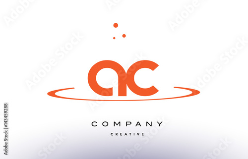 AC A C creative orange swoosh alphabet letter logo icon