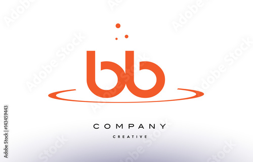 BB B B creative orange swoosh alphabet letter logo icon