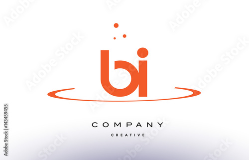 BI B I creative orange swoosh alphabet letter logo icon