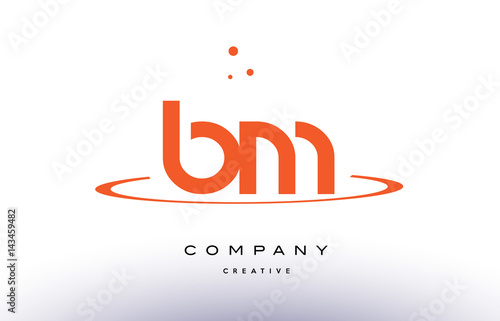 BM B M creative orange swoosh alphabet letter logo icon