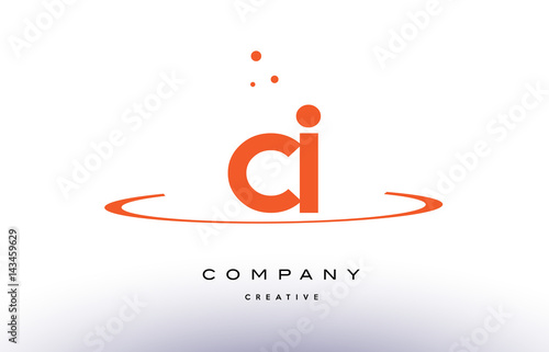 CI C I creative orange swoosh alphabet letter logo icon