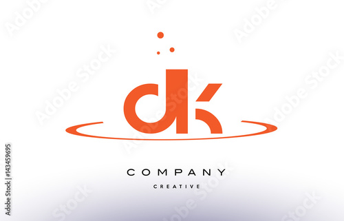 DK D K creative orange swoosh alphabet letter logo icon