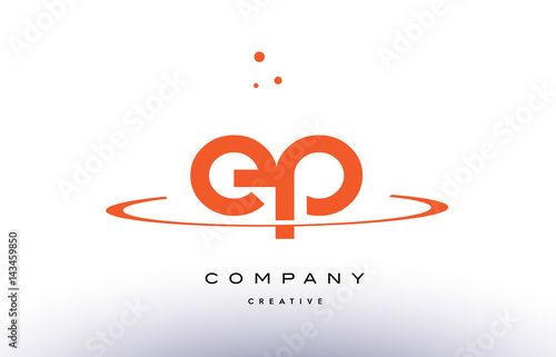 Vászonkép EP E P creative orange swoosh alphabet letter logo icon