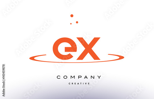 EX E X creative orange swoosh alphabet letter logo icon