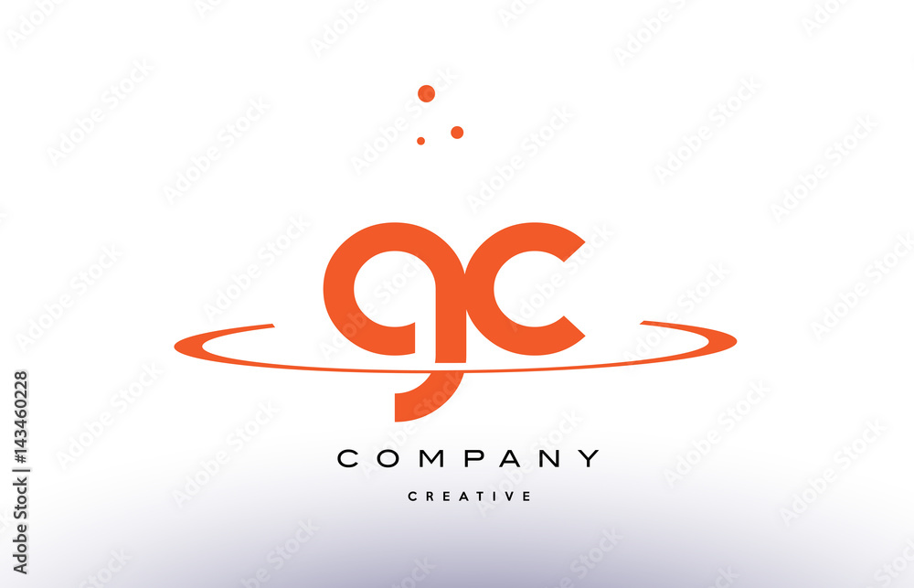Obraz premium GC G C creative orange swoosh alphabet letter logo icon