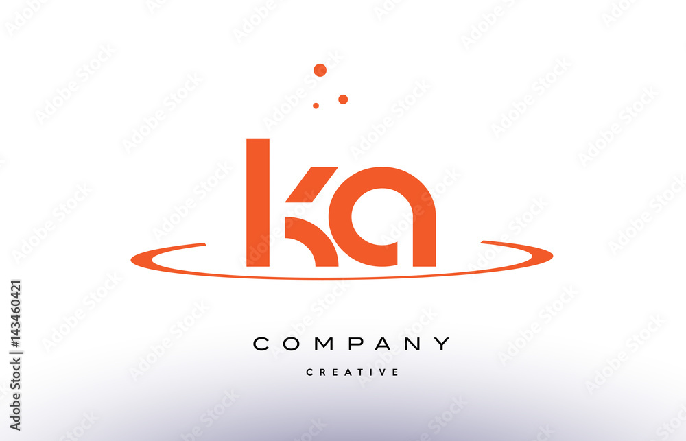 KA K A creative orange swoosh alphabet letter logo icon - obrazy, fototapety, plakaty 