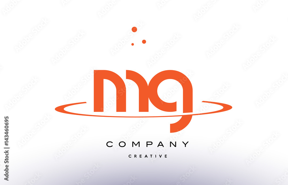 MG M G creative orange swoosh alphabet letter logo icon - obrazy, fototapety, plakaty 