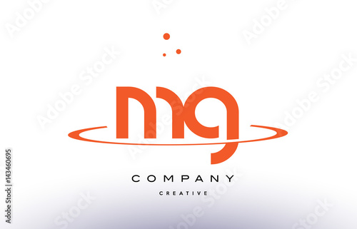 MG M G creative orange swoosh alphabet letter logo icon