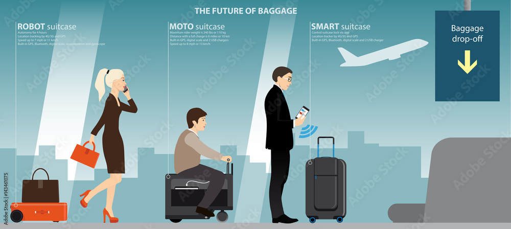 robot suitcase, elderly woman 