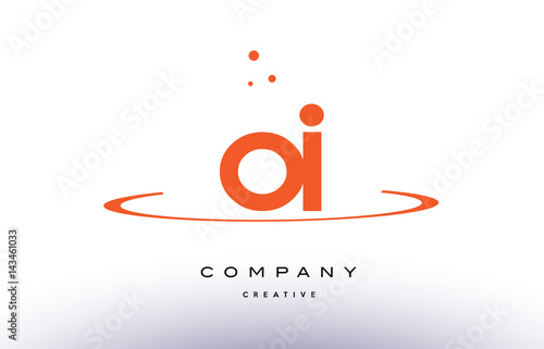 OI O I creative orange swoosh alphabet letter logo icon