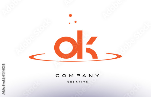 OK O K creative orange swoosh alphabet letter logo icon