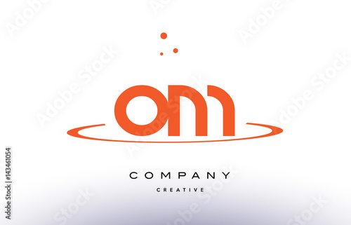 OM O M creative orange swoosh alphabet letter logo icon