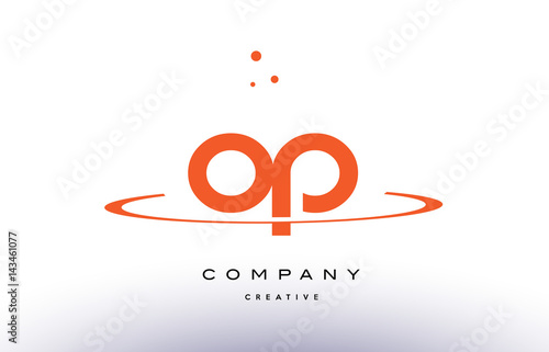Foto OP O P creative orange swoosh alphabet letter logo icon