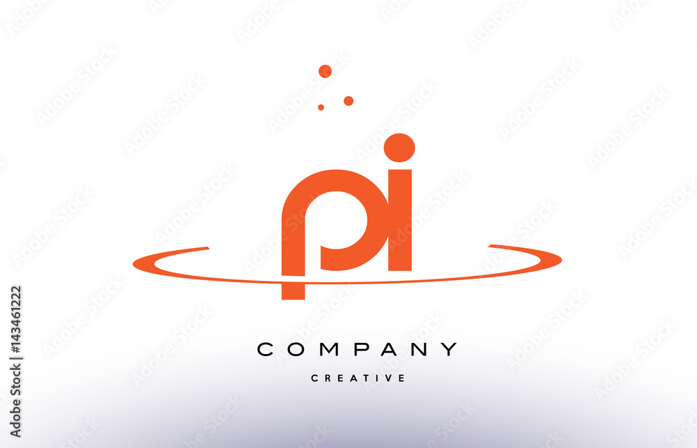 PI P I creative orange swoosh alphabet letter logo icon - obrazy, fototapety, plakaty 