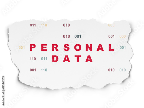 Data concept: Personal Data on Torn Paper background